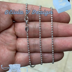 Sterling Silver Moon Cut Ball Bead Chain Necklace - Made In Italy