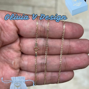 14K Solid Yellow Gold Necklace Gold 1mm Marina Mariner Chain, 14K Gold Chain, 14k Mariner Chain, Mariner Gold Chain, Men, Woman