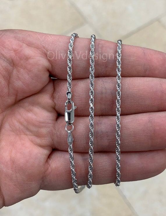 New 925 Sterling Silver Rhodium Plated Twisted Rope chain Necklace