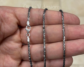 925 Sterling Silver Sparkle Glitter Margarita Twisted Rock Chain main image 1