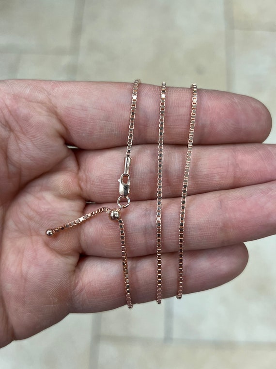 3 14k 1.2mm ADJUSTABLE Box Rose Gold Lobster Clasp Necklace Chain