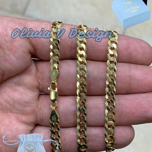 14k Gold Over Sterling Silver Cuban Chain - 5mm Flat Miami Curb Link