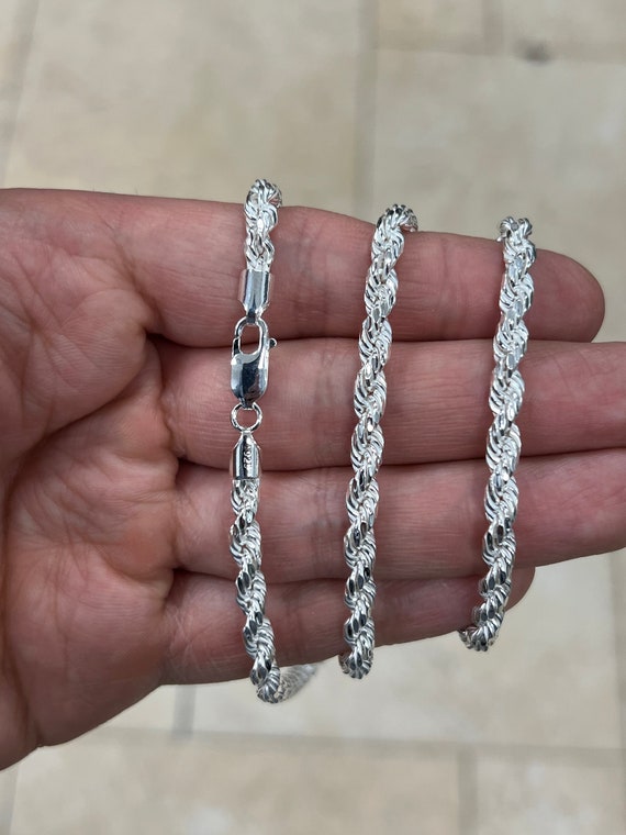 Real Solid 925 Sterling Silver 11mm Thick Men's Rope Chain