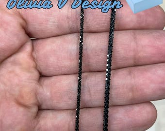 925 Sterling Silver Black Rhodium Sparkle Glitter Margarita Twisted Rock Chain 2mm 2.5mm Necklace,925 Sterling Silver, Diamond Cut, Italy