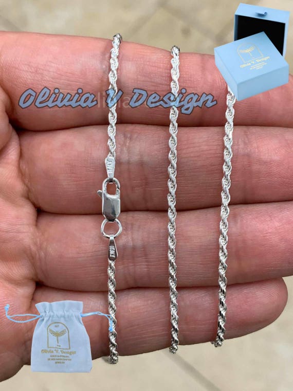 スターリングシルバーイタリアンロープチェーンネックレス：2mm 