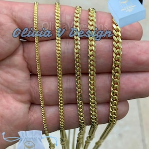 14K Gold Over Sterling Silver Miami Cuban Curb Link Chain