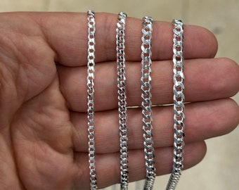 925 Sterling Silver Men's Women's Handmade Miami Cuban Link Chain 3mm 3.7mm 4.5mm 5.2mm Choice Of Length