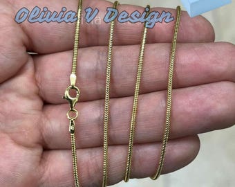 14K Gold Plated Sterling Silver Snake Chain Necklace - Made in Italy