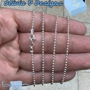 Sterling Silver Ball Bead Chain Necklace 1.80mm - Made in Italy