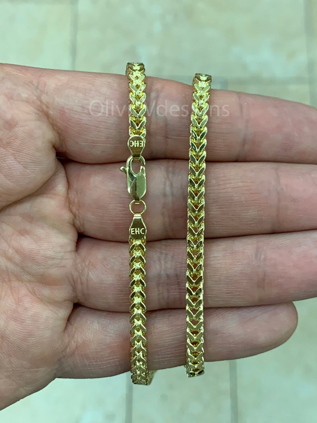14K Yellow Gold Hollow 3mm Franco 