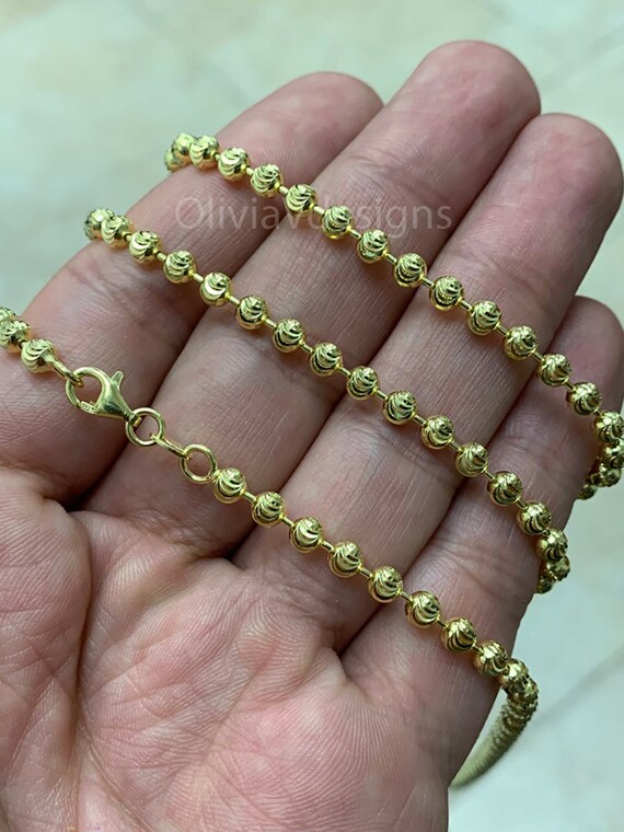 Gold moon cut bead necklace cheap