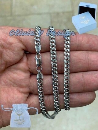 Collana A Catena In Argento 925 Placcato Rodio – Spessore 3.7 Mm – Perfetta Per Ciondoli