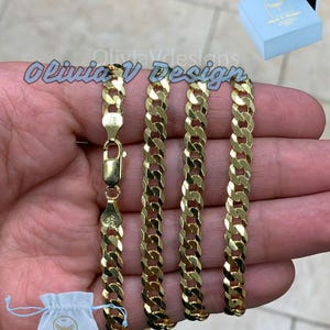 14k Gold Over Sterling Silver Cuban Chain Necklace, 6mm Flat Miami Curb Link