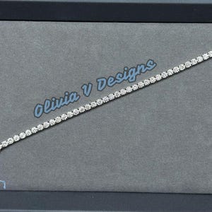 10 Carat Lab Grown Diamond Tennis Bracelet: 14k White Gold, D/E VS