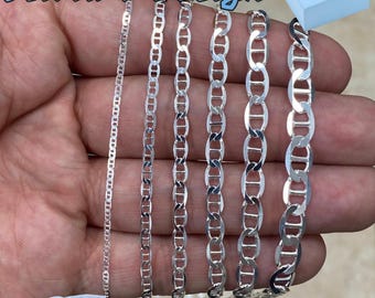 Sterling Silver Mariner Chain Necklace: Italian Solid Silver