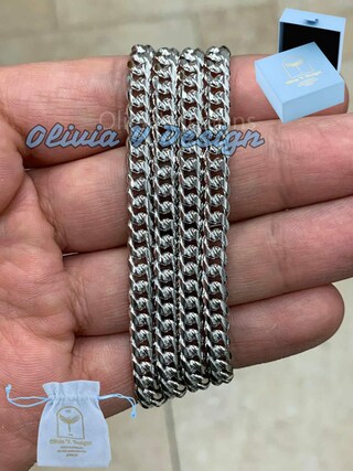 Collana A Catena In Argento Sterling 925 Placcato Rodio, Maglia Barbazzale 3,7 Mm, Varie Lunghezze, In Scatola Regalo