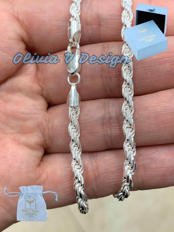 スターリングシルバーロープチェーンネックレス 3.6 mm - イタリア製