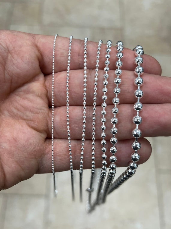 Silver ball chain mens deals