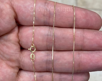 Solid 10K Gold Box Chain Necklace, Delicate Dainty Layered Necklace, Everyday Necklace, Simple chain, Best Seller, Gift, Anniversary