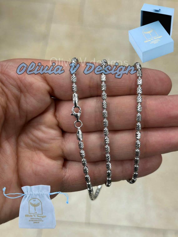 Collana Catena In Argento Sterling Placcato Rodio, Perline Da 1,5 Mm, Lunghezze 40,6 O 45,7 Cm, Con Scatola Regalo - 2