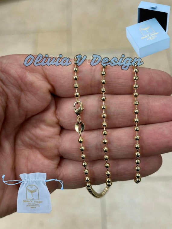 18K Yellow Gold Plated Ball Bead Chain Necklace 3.2mm for Women or Men Etsy Canada