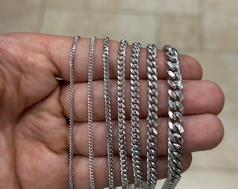 Massive 925 Sterling Silber italienische Kettenhalskette, Massiv Miami Cuban Curb Link-Kette, Halskette Kette, Geschenk für ihn, Cuban Link Halskette