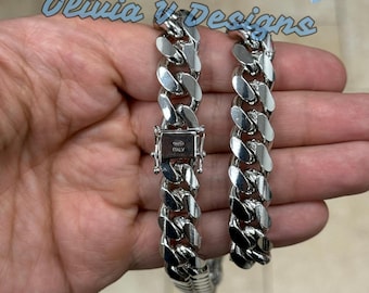 Men's Women's SOLID 925 Sterling Silver Lobster Clasp Miami Cuban