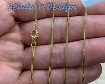 14k Gold Over Sterling Silver Snake Chain - 1.2mm Italian Necklace