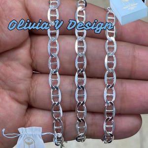 Sterling Silver Mariner Chain Necklace: 5.5mm Solid Italian Marina Link