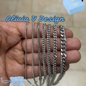 Solid Sterling Silver Miami Cuban Curb Chain Necklace