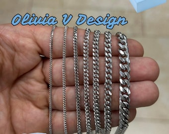 Solid Sterling Silver Miami Cuban Curb Chain Necklace