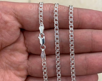 925 Sterling Silver Rambo Chain Necklace Italy 3.2mm , Lobster Clasp, New, Made in Italy, Gift, Men, Woman, PLUX