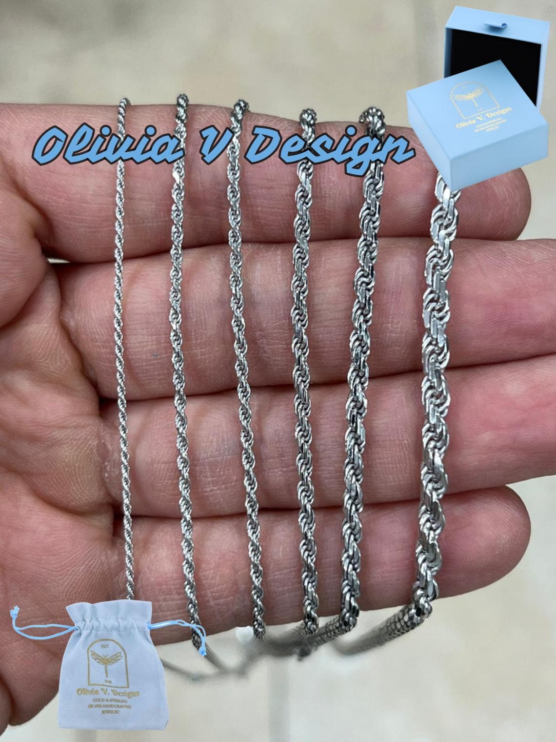 925 Sterling Silver Rope Chain Necklace Italy 1.2mm 1.5mm 2mm 2.5mm 3.2mm 3.70mm Lobster Clasp Made in Italy Gift Men Woman Rhodium Etsy