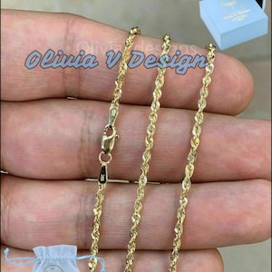 Real 10k Yellow Gold Necklace Gold Rope Chain 1.20 mm 24&#39;&#39;