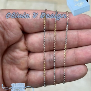 Tri-Color Sterling Silver Anchor Chain Necklace: 14k Gold Accents