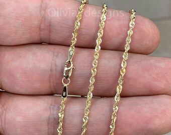 10k Gold Sparkle Rope Chain, 1.20mm Light Weight Necklace ,Everyday Chain, Twist Rope Chain, Gift, Best Selling Sale, New 22''