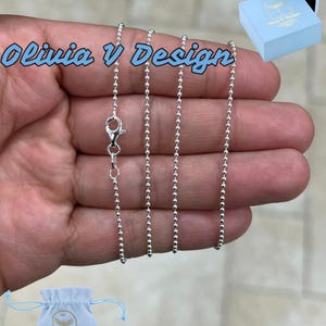 イタリア製スターリングシルバーボールビーズチェーンネックレス - 1.5 mm