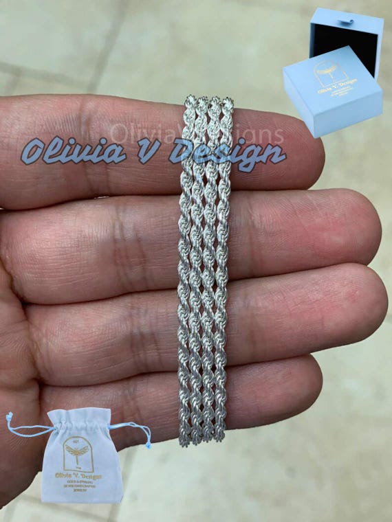 スターリングシルバーイタリアンロープチェーンネックレス：2.5mm