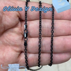 Black Rhodium Sterling Silver Forzata Chain - Italian Cable Link