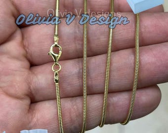 14K Gold Plated Sterling Silver Snake Chain Necklace - 1.4mm
