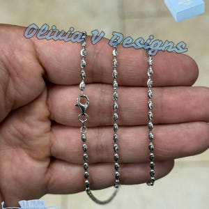 Sterling Silver Rhodium Typhoon Moon Cut Bead Chain - Made in Italy