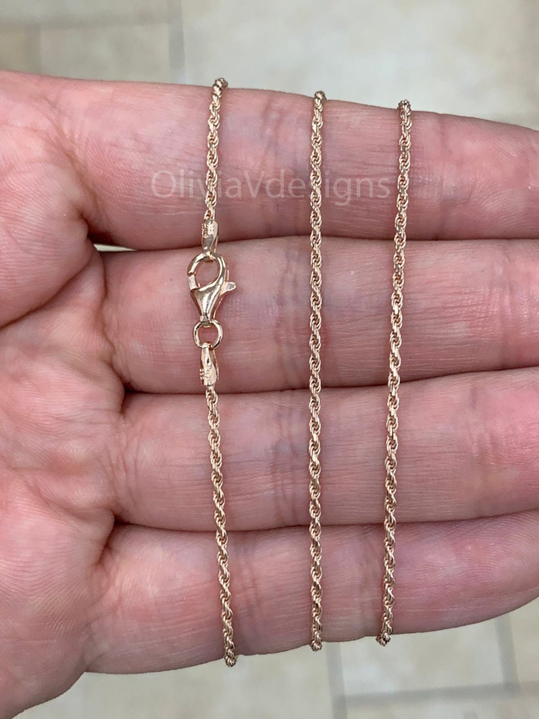 Men's 14K Gold Plated Over 925 Silver Italy Rope Chain Necklace Cadena  22" 6MM