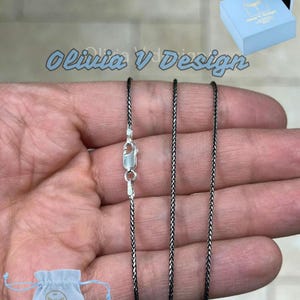 925 Sterling Silver Black Rhodium Spiga Wheat Chain necklaces 1mm 16&quot;,18&quot;,20&quot;,24&quot;,30&quot; - Genuine 925 Silver - Black Spiga Chain