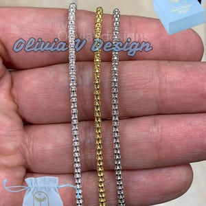 2.5MM Solid 925 Sterling Silver Italian Shiny POPCORN Chain Necklace. Sterling Silver Chain, 925 Chain, Italian Silver Chain, 925