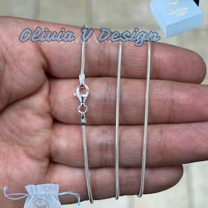 Real Solid 925 sterling silver Snake Chain necklaces 1.4mm 16&quot;,18&quot;,20&quot;,22&quot;,34&quot;,26&#39;&#39;,30&quot; - Genuine 925 Silver - Round Snake