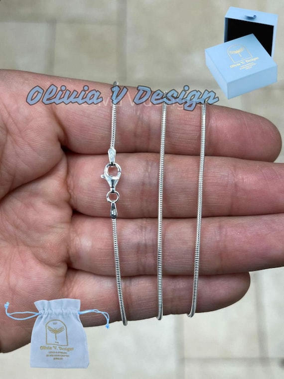 Solid 925 Sterling Silver Snake Chain Necklace - 1.4mm Round - Etsy