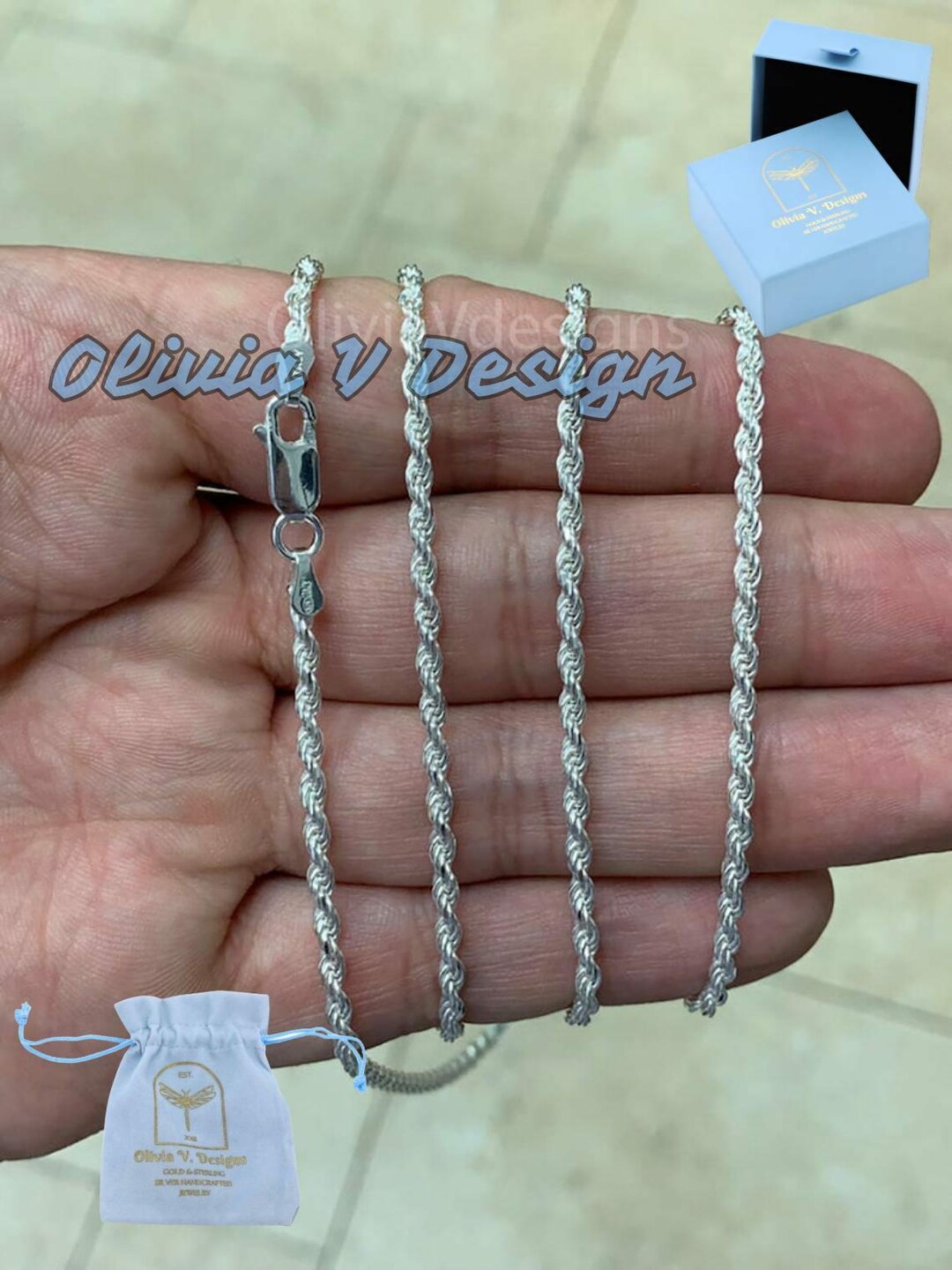 Italian Rope Chain Types Sterling Silver Italian Rope Chain Necklace: 2.5mm Diamond Cut - Etsy
