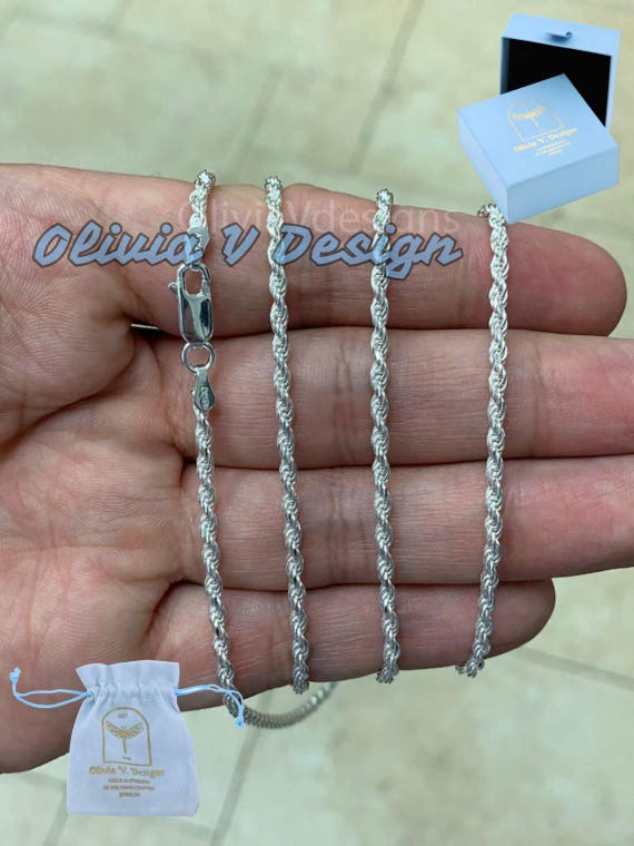 スターリングシルバーイタリアンロープチェーンネックレス：2.5mm