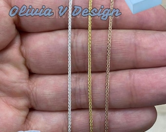 Collar de cadena de trigo con espiga de plata esterlina: ajustable hasta 24''