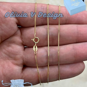 14K Gold Over Sterling Silver Box Chain Necklace (1.00mm)